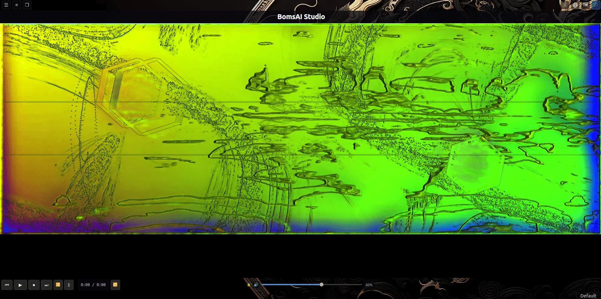 BomsAI Studio player tab with the visualizer filling the frame