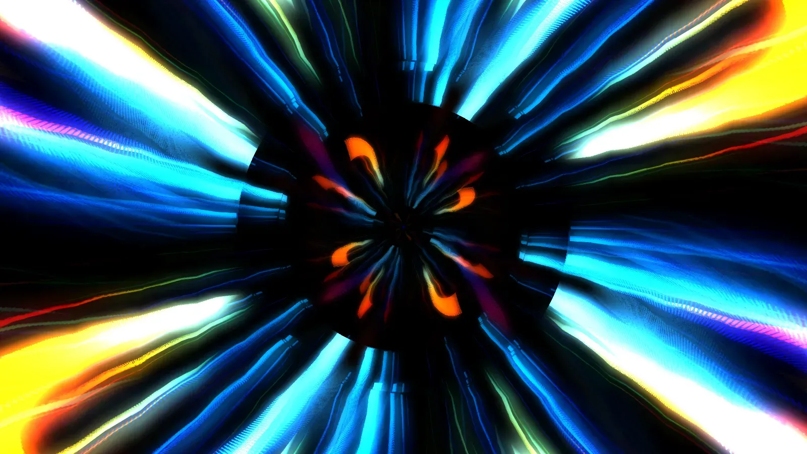 A radial preset in blue, yellow and white filling the frame on Windows